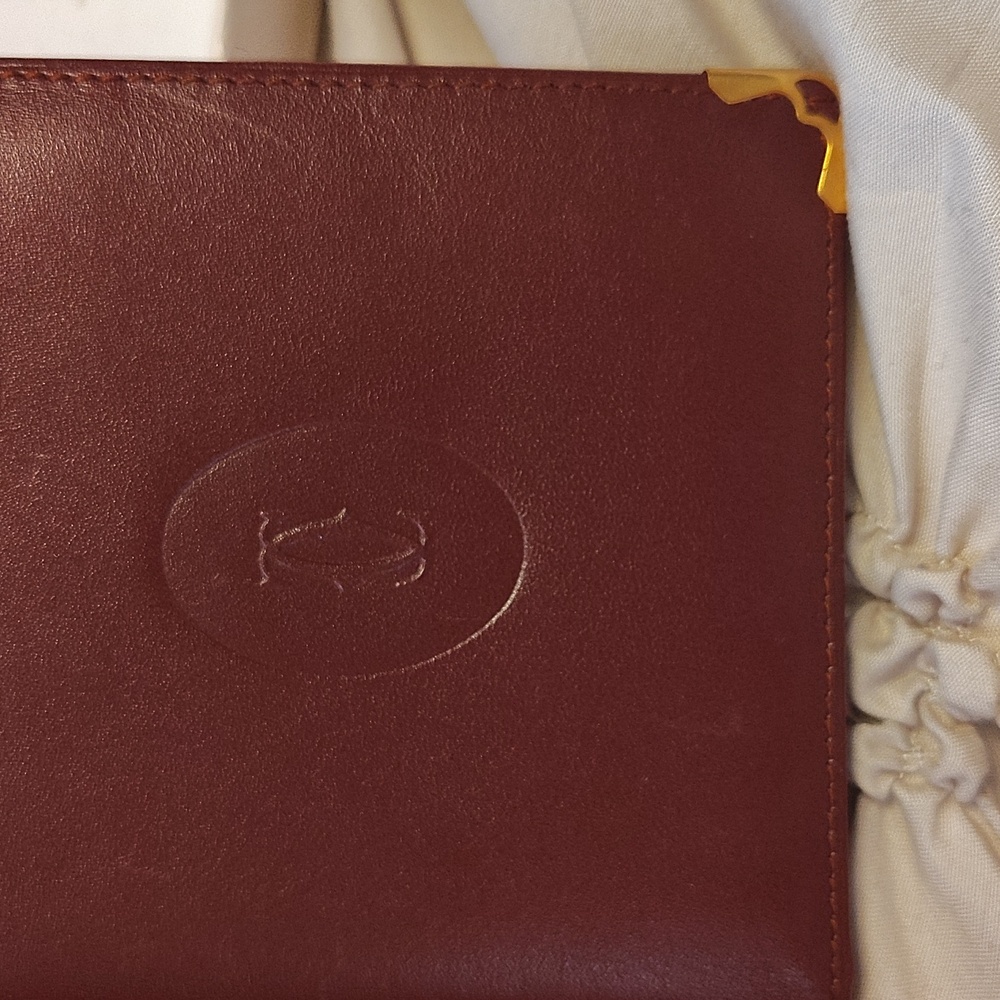 Cartier Dark Brown Leather Card Holder with Gold Corners - Picture 2 of 10